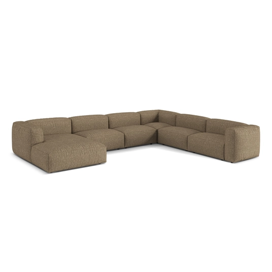 Boucle Modular Right Corner Sofa, "Martina", 6 Seats, 404x312x75, Cappuccino