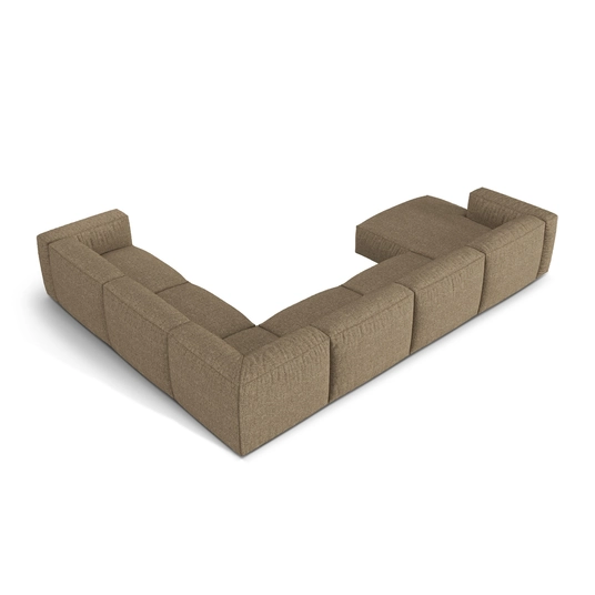 Boucle Modular Right Corner Sofa, "Martina", 6 Seats, 404x312x75, Cappuccino