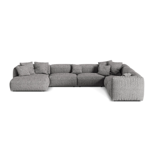 Boucle Modular Right Corner Sofa, "Martina", 6 Seats, 404x312x75, Graphite
