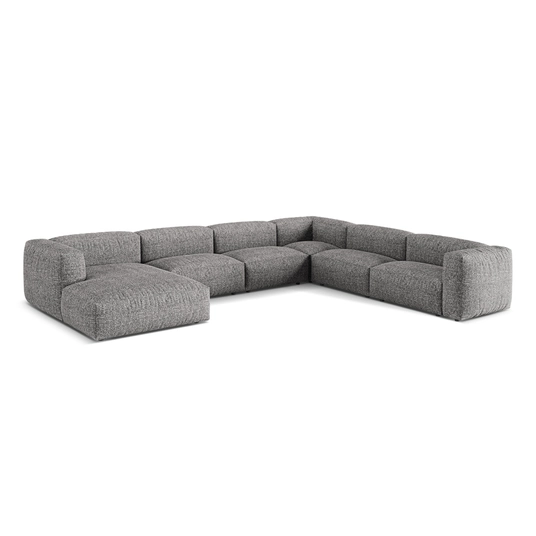 Boucle Modular Right Corner Sofa, "Martina", 6 Seats, 404x312x75, Graphite