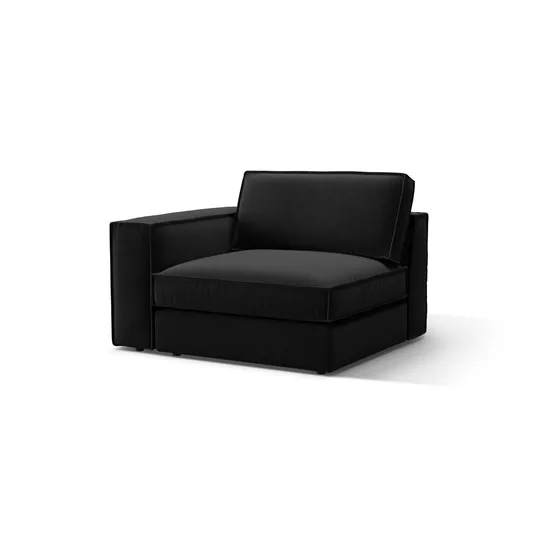 Velvet Modul Left, "Pola", 1 Seat, 118x103x88, Black