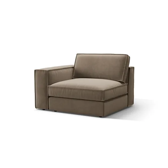 Velvet Modul Left, "Pola", 1 Seat, 118x103x88, Grey Brown
