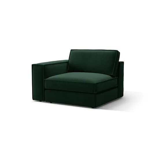 Velvet Modul Left, "Pola", 1 Seat, 118x103x88, Bottle Green