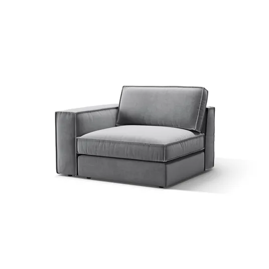 Velvet Modul Left, "Pola", 1 Seat, 118x103x88, Grey