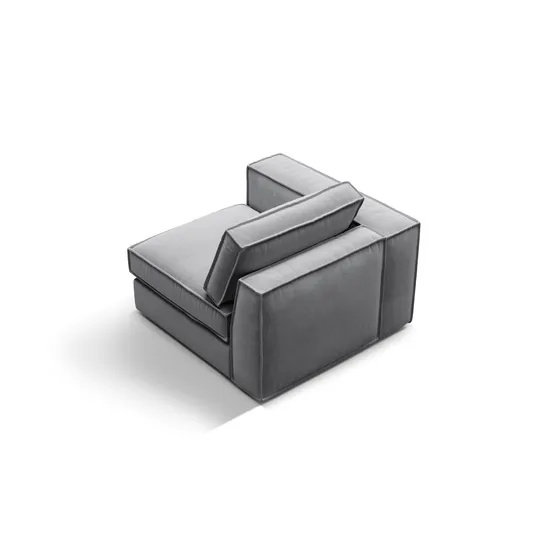 Velvet Modul Left, "Pola", 1 Seat, 103x103x88, Grey