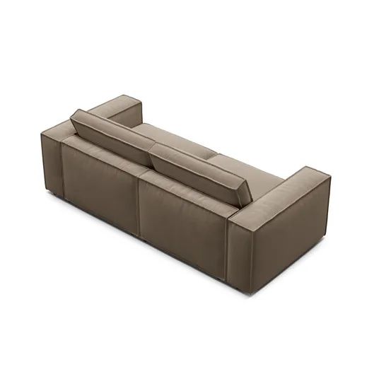Velvet Modular Sofa, "Pola", 3 Seats, 236x103x88, Grey Brown