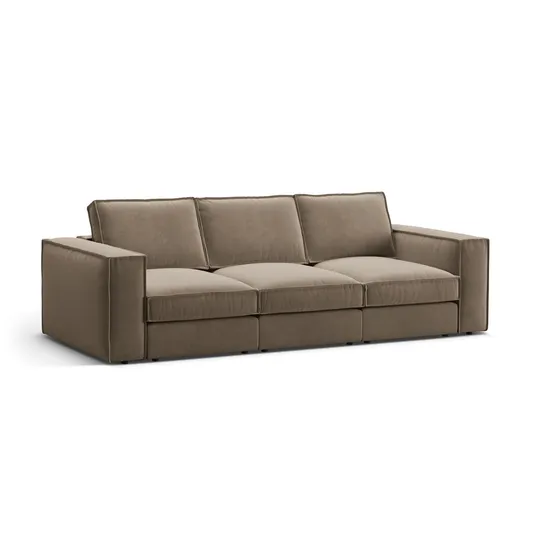 Velvet Modular Sofa, "Pola", 4 Seats, 284x103x88, Grey Brown