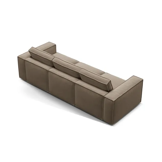 Velvet Modular Sofa, "Pola", 4 Seats, 284x103x88, Grey Brown
