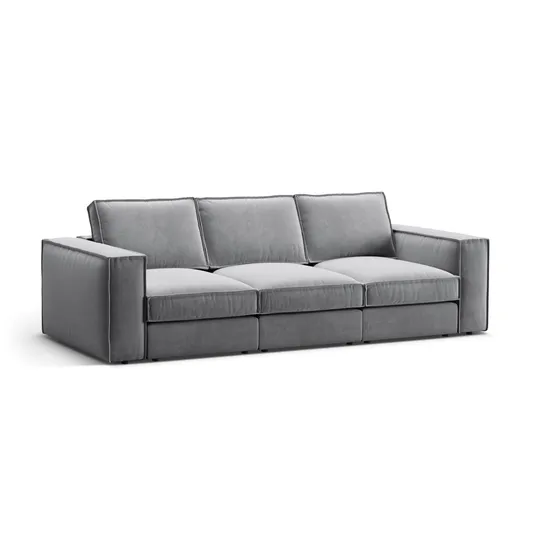 Velvet Modular Sofa, "Pola", 4 Seats, 284x103x88, Grey