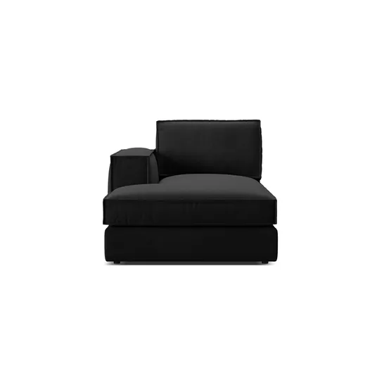 Velvet Chaise Longue Left, "Pola", 1 Seat, 103x158x88, Black