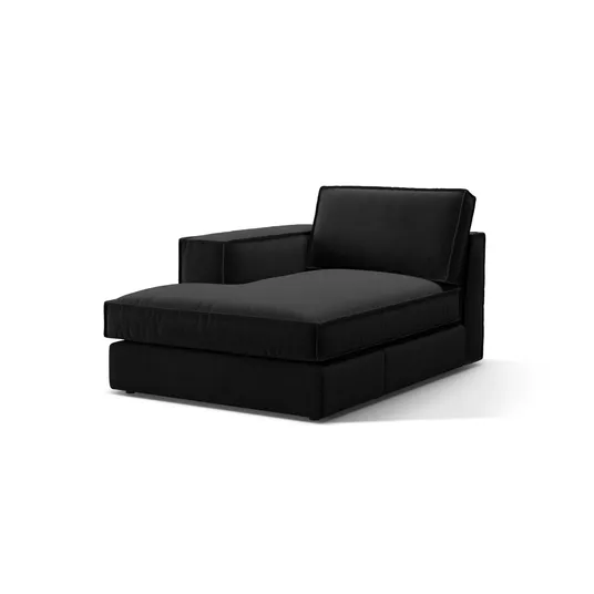 Velvet Chaise Longue Left, "Pola", 1 Seat, 103x158x88, Black
