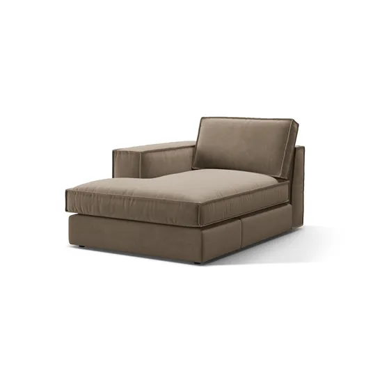 Velvet Chaise Longue Left, "Pola", 1 Seat, 103x158x88, Grey Brown