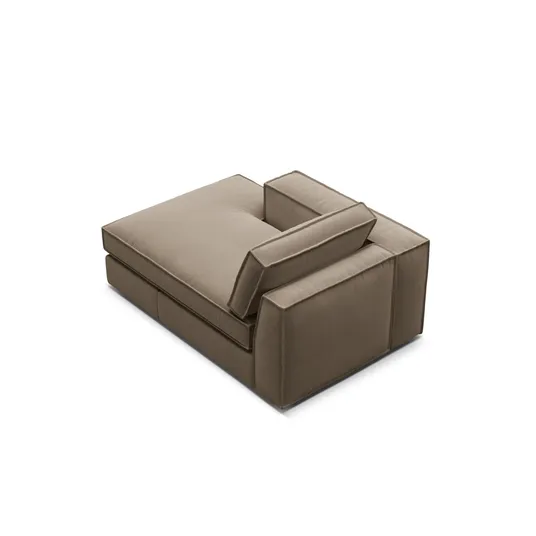 Velvet Chaise Longue Left, "Pola", 1 Seat, 103x158x88, Grey Brown