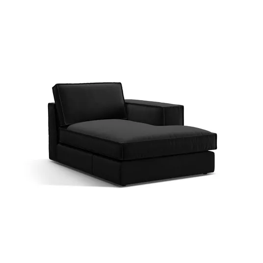 Velvet Chaise Longue Right, "Pola", 1 Seat, 103x158x88, Black