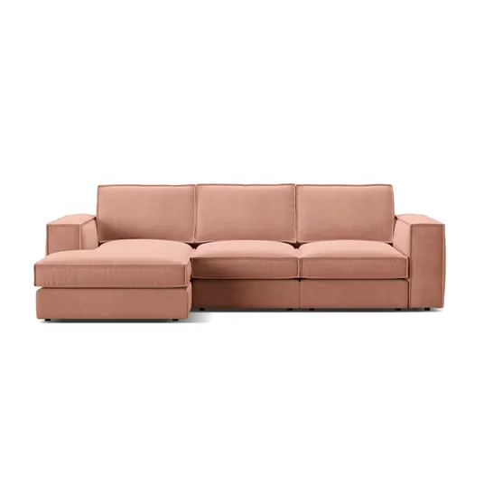 Velvet Modular Left Corner Sofa, "Pola", 3 Seats, 284x158x88, Pink