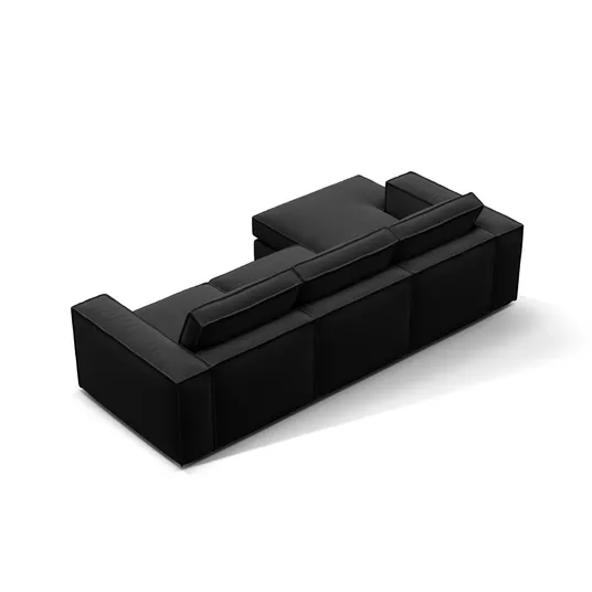 Velvet Modular Left Corner Sofa, "Pola", 3 Seats, 284x158x88, Black