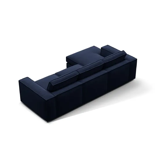 Velvet Modular Left Corner Sofa, "Pola", 3 Seats, 284x158x88, Royal Blue