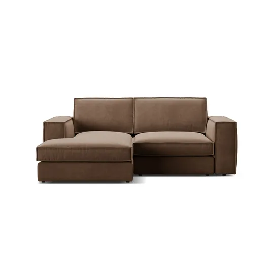 Velvet Modular Left Corner Sofa, "Pola", 2 Seats, 226x158x88, Chocolate