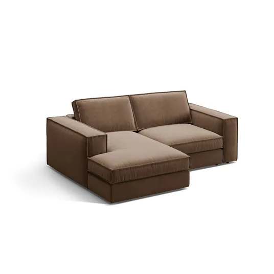 Velvet Modular Left Corner Sofa, "Pola", 2 Seats, 226x158x88, Chocolate
