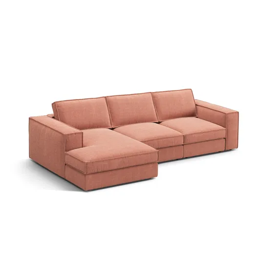 Modular Left Corner Sofa, "Pola", 3 Seats, 284x158x88, Red