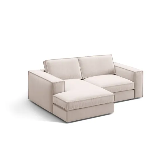 Velvet Modular Left Corner Sofa, "Pola", 2 Seats, 226x158x88, Beige