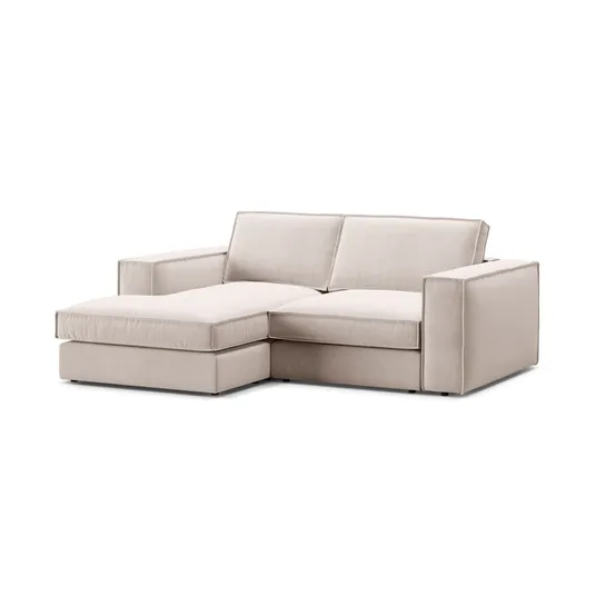 Velvet Modular Left Corner Sofa, "Pola", 2 Seats, 226x158x88, Beige