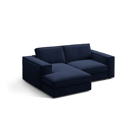 Velvet Modular Left Corner Sofa, "Pola", 2 Seats, 226x158x88, Royal Blue