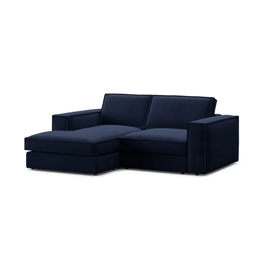 Velvet Modular Left Corner Sofa, "Pola", 2 Seats, 226x158x88, Royal Blue
