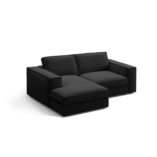 Velvet Modular Left Corner Sofa, "Pola", 2 Seats, 226x158x88, Black
