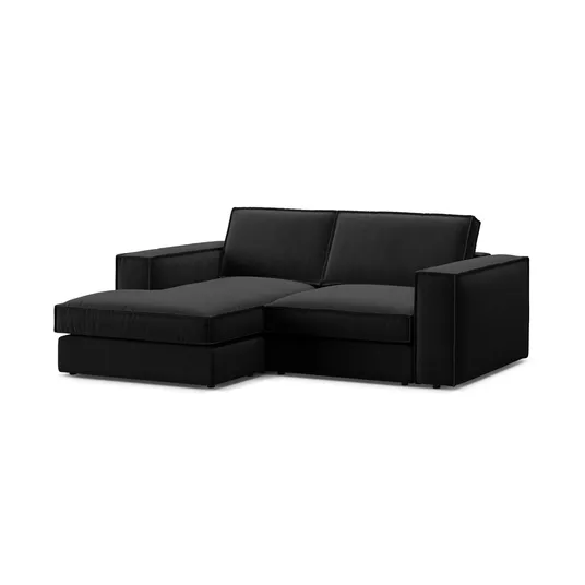 Velvet Modular Left Corner Sofa, "Pola", 2 Seats, 226x158x88, Black