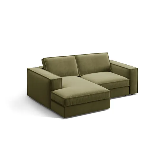 Velvet Modular Left Corner Sofa, "Pola", 2 Seats, 226x158x88, Green