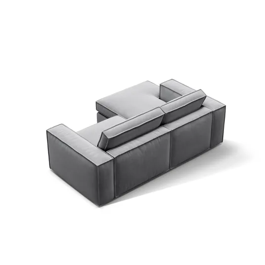 Velvet Modular Left Corner Sofa, "Pola", 2 Seats, 226x158x88, Grey