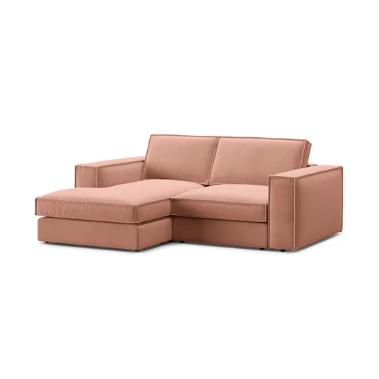Velvet Modular Left Corner Sofa, "Pola", 2 Seats, 226x158x88, Pink