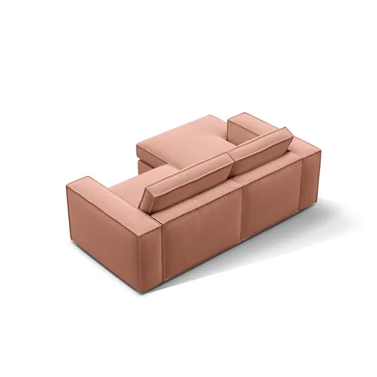 Velvet Modular Left Corner Sofa, "Pola", 2 Seats, 226x158x88, Pink