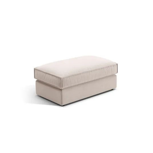 Velvet Pouf, "Pola", 1 Seat, 103x54x44, Beige