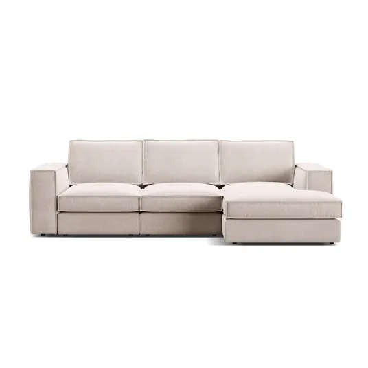 Velvet Modular Right Corner Sofa, "Pola", 3 Seats, 284x158x88, Beige