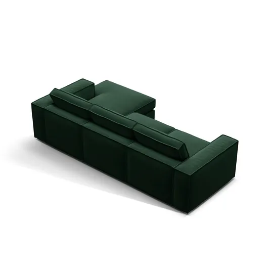 Velvet Modular Right Corner Sofa, "Pola", 3 Seats, 284x158x88, Bottle Green