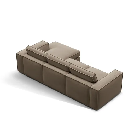 Velvet Modular Right Corner Sofa, "Pola", 3 Seats, 284x158x88, Grey Brown