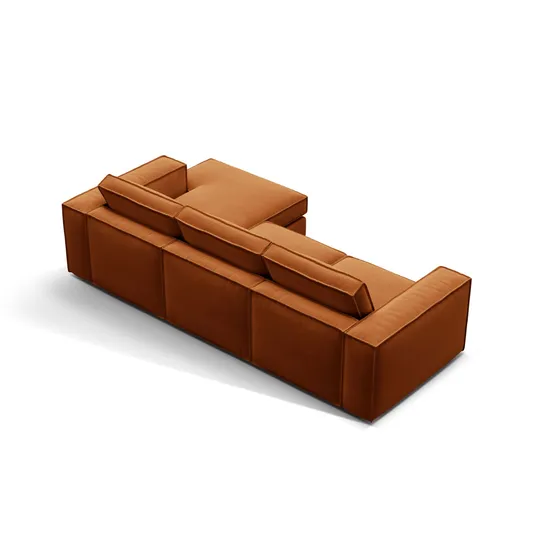 Velvet Modular Right Corner Sofa, "Pola", 3 Seats, 284x158x88, Terracotta