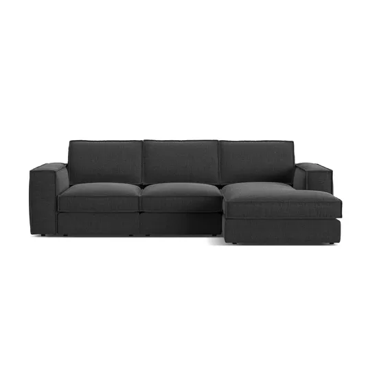 Modular Right Corner Sofa, "Pola", 3 Seats, 284x158x88, Black