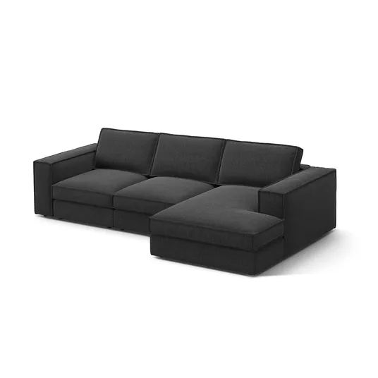 Modular Right Corner Sofa, "Pola", 3 Seats, 284x158x88, Black