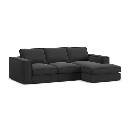 Modular Right Corner Sofa, "Pola", 3 Seats, 284x158x88, Black