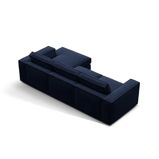 Velvet Modular Right Corner Sofa, "Pola", 3 Seats, 284x158x88, Royal Blue