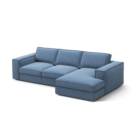 Modular Right Corner Sofa, "Pola", 3 Seats, 284x158x88, Dark Blue