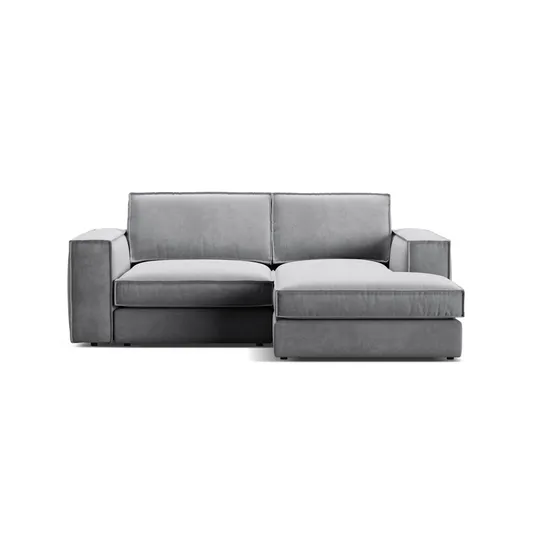 Velvet Modular Right Corner Sofa, "Pola", 2 Seats, 226x158x88, Grey
