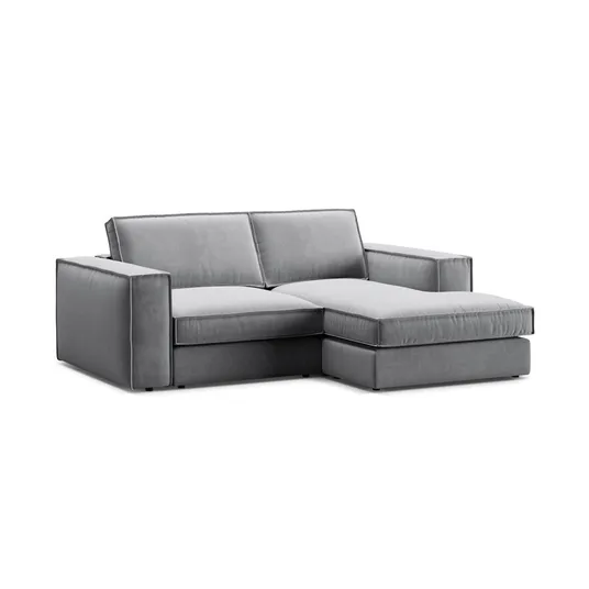 Velvet Modular Right Corner Sofa, "Pola", 2 Seats, 226x158x88, Grey