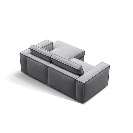 Velvet Modular Right Corner Sofa, "Pola", 2 Seats, 226x158x88, Grey