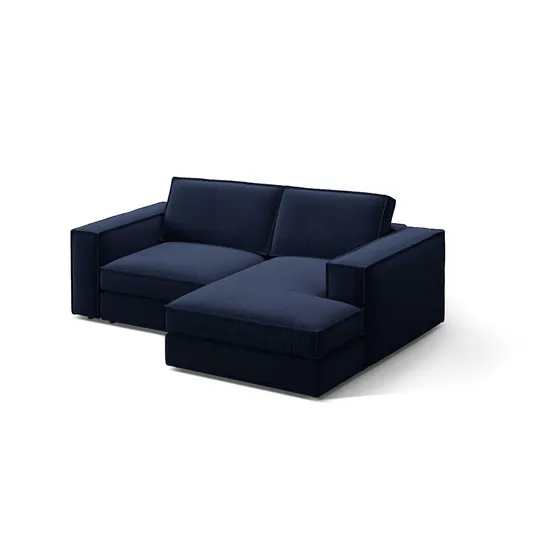 Velvet Modular Right Corner Sofa, "Pola", 2 Seats, 226x158x88, Royal Blue
