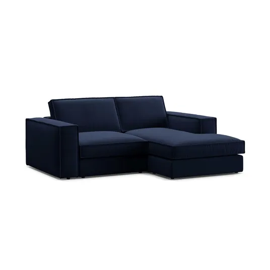 Velvet Modular Right Corner Sofa, "Pola", 2 Seats, 226x158x88, Royal Blue