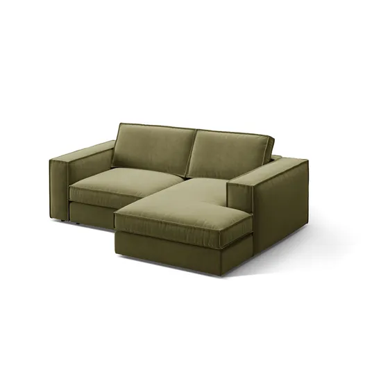 Velvet Modular Right Corner Sofa, "Pola", 2 Seats, 226x158x88, Green